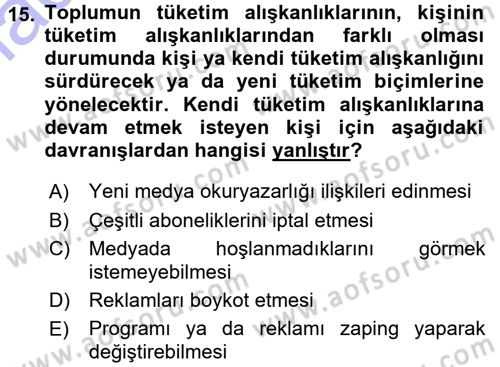 Haberciliğin Temel Kavramları Dersi 2015 - 2016 Yılı (Final) Dönem Sonu Sınav Soruları 15. Soru