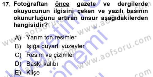 Haberciliğin Temel Kavramları Dersi 2015 - 2016 Yılı (Final) Dönem Sonu Sınav Soruları 17. Soru