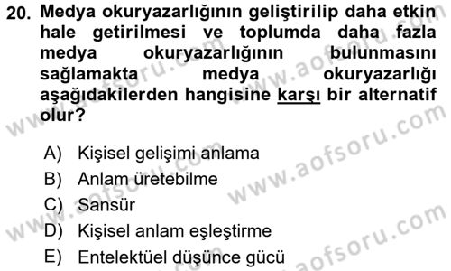 Haberciliğin Temel Kavramları Dersi 2015 - 2016 Yılı (Final) Dönem Sonu Sınav Soruları 20. Soru