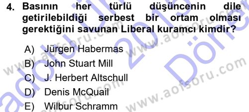 Haberciliğin Temel Kavramları Dersi 2015 - 2016 Yılı (Final) Dönem Sonu Sınav Soruları 4. Soru