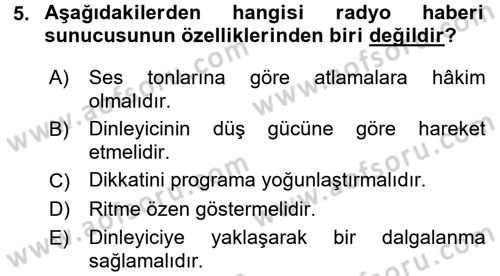 Haberciliğin Temel Kavramları Dersi 2015 - 2016 Yılı (Final) Dönem Sonu Sınav Soruları 5. Soru