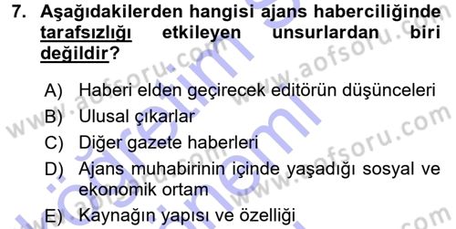 Haberciliğin Temel Kavramları Dersi 2015 - 2016 Yılı (Final) Dönem Sonu Sınav Soruları 7. Soru