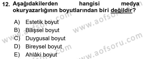 Haberciliğin Temel Kavramları Dersi 2016 - 2017 Yılı 3 Ders Sınav Soruları 12. Soru