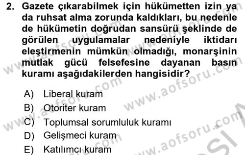 Haberciliğin Temel Kavramları Dersi 2016 - 2017 Yılı 3 Ders Sınav Soruları 2. Soru