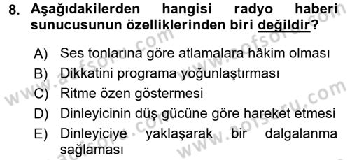 Haberciliğin Temel Kavramları Dersi 2016 - 2017 Yılı 3 Ders Sınav Soruları 8. Soru