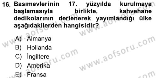 Haberciliğin Temel Kavramları Dersi Ara Sınavı Deneme Sınav Soruları 16. Soru