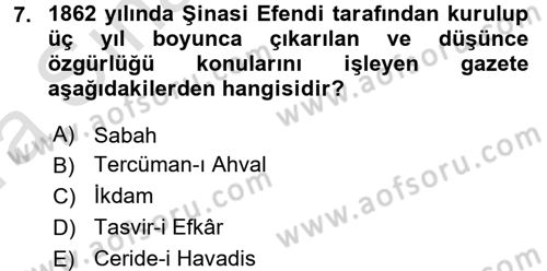 Haberciliğin Temel Kavramları Dersi 2016 - 2017 Yılı (Vize) Ara Sınav Soruları 7. Soru