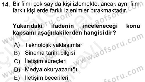 Haberciliğin Temel Kavramları Dersi 2016 - 2017 Yılı (Final) Dönem Sonu Sınav Soruları 14. Soru