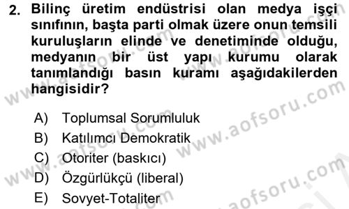 Haberciliğin Temel Kavramları Dersi 2016 - 2017 Yılı (Final) Dönem Sonu Sınav Soruları 2. Soru