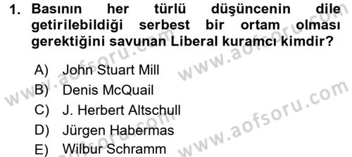 Haberciliğin Temel Kavramları Dersi 2017 - 2018 Yılı 3 Ders Sınav Soruları 1. Soru