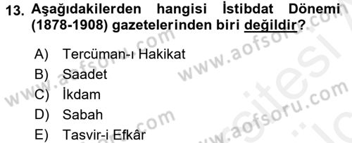 Haberciliğin Temel Kavramları Dersi 2017 - 2018 Yılı 3 Ders Sınav Soruları 13. Soru