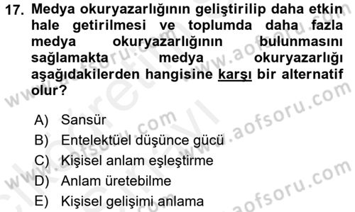 Haberciliğin Temel Kavramları Dersi 2017 - 2018 Yılı 3 Ders Sınav Soruları 17. Soru