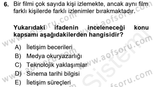 Haberciliğin Temel Kavramları Dersi 2017 - 2018 Yılı 3 Ders Sınav Soruları 6. Soru