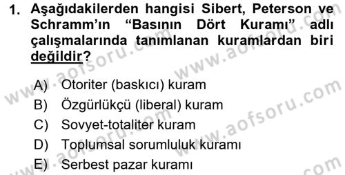 Haberciliğin Temel Kavramları Dersi Ara Sınavı Deneme Sınav Soruları 1. Soru