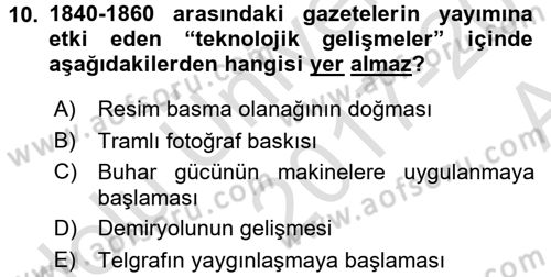 Haberciliğin Temel Kavramları Dersi Ara Sınavı Deneme Sınav Soruları 10. Soru