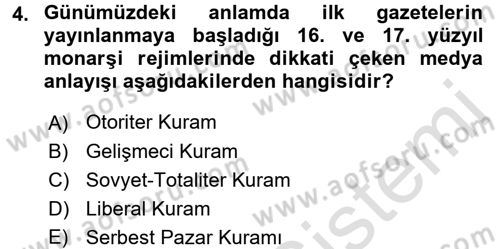 Haberciliğin Temel Kavramları Dersi 2017 - 2018 Yılı (Vize) Ara Sınav Soruları 4. Soru