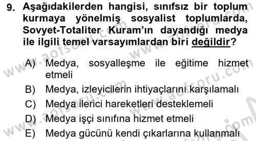 Haberciliğin Temel Kavramları Dersi Ara Sınavı Deneme Sınav Soruları 9. Soru