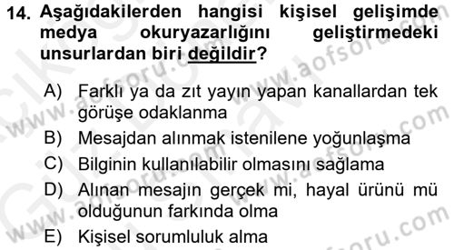 Haberciliğin Temel Kavramları Dersi 2017 - 2018 Yılı (Final) Dönem Sonu Sınav Soruları 14. Soru