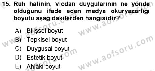 Haberciliğin Temel Kavramları Dersi 2017 - 2018 Yılı (Final) Dönem Sonu Sınav Soruları 15. Soru