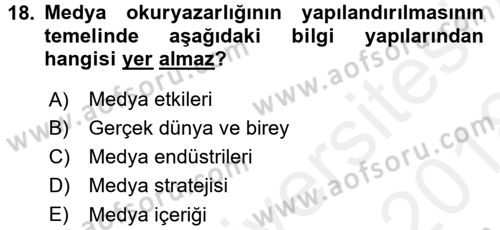 Haberciliğin Temel Kavramları Dersi 2017 - 2018 Yılı (Final) Dönem Sonu Sınav Soruları 18. Soru