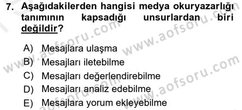 Haberciliğin Temel Kavramları Dersi 2017 - 2018 Yılı (Final) Dönem Sonu Sınav Soruları 7. Soru