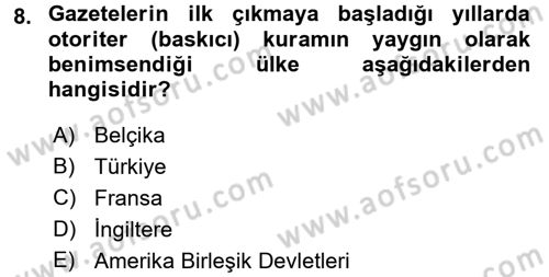 Haberciliğin Temel Kavramları Dersi 2017 - 2018 Yılı (Final) Dönem Sonu Sınav Soruları 8. Soru