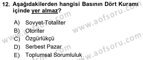 Haberciliğin Temel Kavramları Dersi 2018 - 2019 Yılı 3 Ders Sınav Soruları 12. Soru