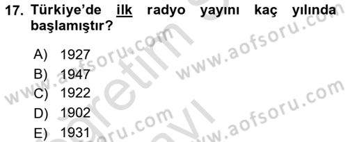 Haberciliğin Temel Kavramları Dersi 2018 - 2019 Yılı 3 Ders Sınav Soruları 17. Soru