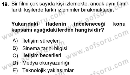 Haberciliğin Temel Kavramları Dersi 2018 - 2019 Yılı 3 Ders Sınav Soruları 19. Soru