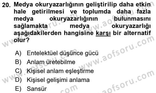 Haberciliğin Temel Kavramları Dersi 2018 - 2019 Yılı 3 Ders Sınav Soruları 20. Soru