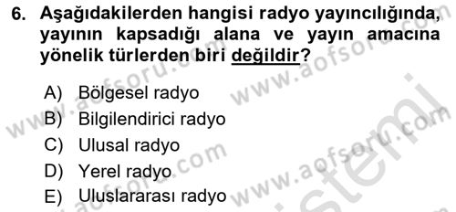 Haberciliğin Temel Kavramları Dersi 2018 - 2019 Yılı 3 Ders Sınav Soruları 6. Soru
