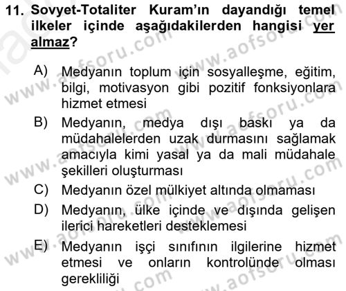 Haberciliğin Temel Kavramları Dersi Ara Sınavı Deneme Sınav Soruları 11. Soru