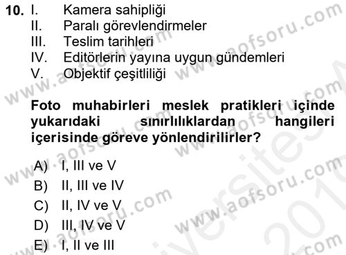 Haberciliğin Temel Kavramları Dersi 2018 - 2019 Yılı (Final) Dönem Sonu Sınav Soruları 10. Soru