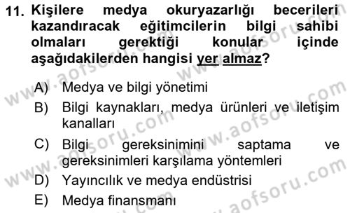 Haberciliğin Temel Kavramları Dersi 2018 - 2019 Yılı (Final) Dönem Sonu Sınav Soruları 11. Soru
