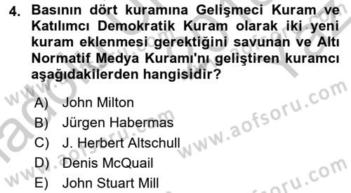 Haberciliğin Temel Kavramları Dersi 2018 - 2019 Yılı Yaz Okulu Sınav Soruları 4. Soru