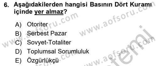 Haberciliğin Temel Kavramları Dersi 2018 - 2019 Yılı Yaz Okulu Sınav Soruları 6. Soru