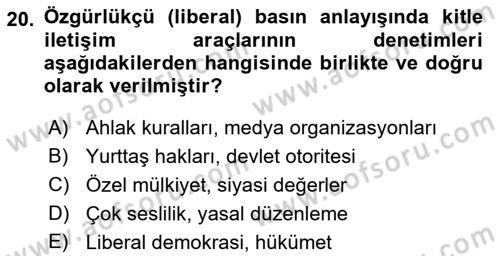 Haberciliğin Temel Kavramları Dersi Ara Sınavı Deneme Sınav Soruları 20. Soru