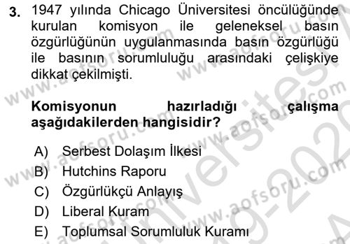 Haberciliğin Temel Kavramları Dersi Ara Sınavı Deneme Sınav Soruları 3. Soru