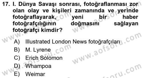 Haberciliğin Temel Kavramları Dersi 2019 - 2020 Yılı (Final) Dönem Sonu Sınav Soruları 17. Soru