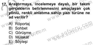 Haber Toplama Teknikleri Dersi 2012 - 2013 Yılı (Vize) Ara Sınav Soruları 17. Soru