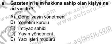 Haber Toplama Teknikleri Dersi 2012 - 2013 Yılı (Vize) Ara Sınav Soruları 9. Soru