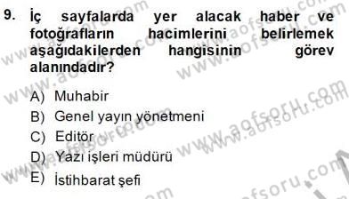 Haber Toplama Teknikleri Dersi 2014 - 2015 Yılı (Vize) Ara Sınav Soruları 9. Soru