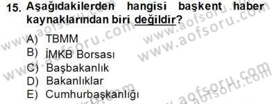 Haber Toplama Teknikleri Dersi 2014 - 2015 Yılı (Final) Dönem Sonu Sınav Soruları 15. Soru