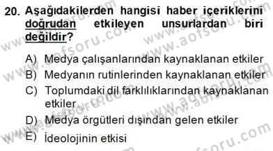 Haber Toplama Teknikleri Dersi 2014 - 2015 Yılı (Final) Dönem Sonu Sınav Soruları 20. Soru