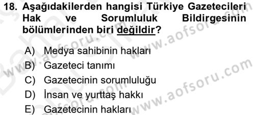 Haber Toplama Teknikleri Dersi 2017 - 2018 Yılı (Final) Dönem Sonu Sınav Soruları 18. Soru