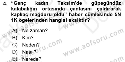 Haber Toplama Teknikleri Dersi 2017 - 2018 Yılı (Final) Dönem Sonu Sınav Soruları 4. Soru