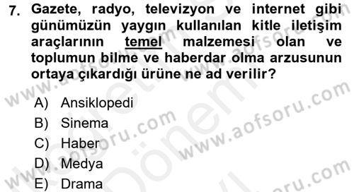 Haber Toplama Teknikleri Dersi 2017 - 2018 Yılı (Final) Dönem Sonu Sınav Soruları 7. Soru