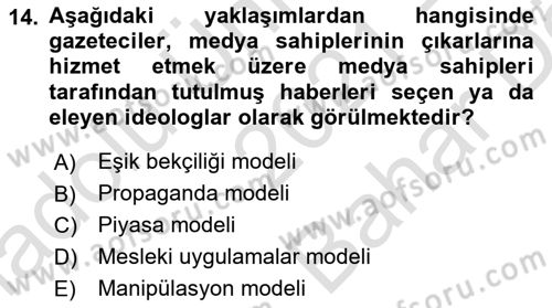 Haber Toplama Teknikleri Dersi 2021 - 2022 Yılı (Vize) Ara Sınav Soruları 14. Soru