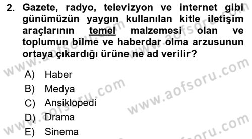 Haber Toplama Teknikleri Dersi 2021 - 2022 Yılı (Vize) Ara Sınav Soruları 2. Soru