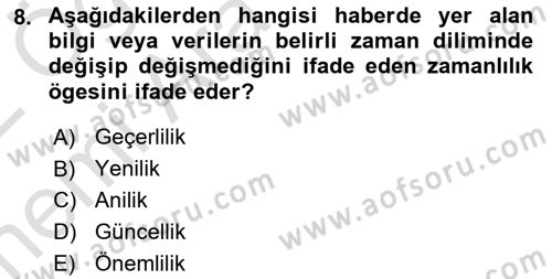 Haber Toplama Teknikleri Dersi 2021 - 2022 Yılı (Vize) Ara Sınav Soruları 8. Soru